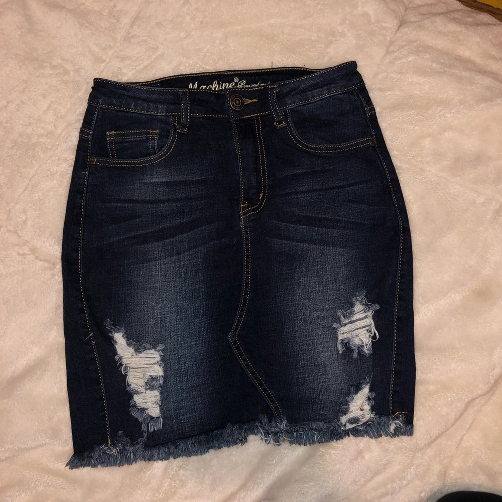 Machine nouvelle mode dark denim skirt